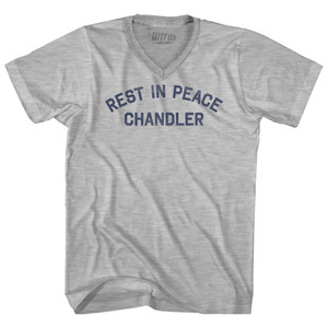 Rest in Peace Chandler Adult Cotton V-neck T-shirt - Grey Heather Rest in Peace Chandler Adult Cotton V-neck T-shirt - Grey Heather