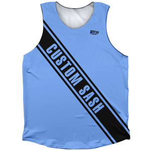 Custom Sash Left To Right Athletic Tank Top - Blue Carolina & Black Custom Sash Left To Right Athletic Tank Top - Blue Carolina & Black