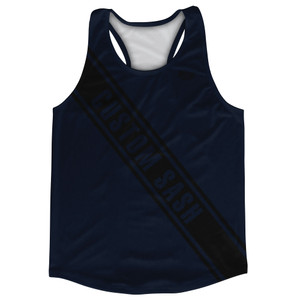 Custom Sash Left To Right Running Tank Tops Made In USA - Blue Navy Almost Black And Black Custom Sash Left To Right Running Tank Tops Made In USA - Blue Navy Almost Black And Black