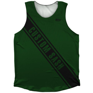 Custom Sash Athletic Tank Top - Green Forest And Black