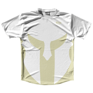 Spartan Running Shirt Track Cross Made In USA - White And Vegas Gold Spartan Running Shirt Track Cross Made In USA - White And Vegas Gold