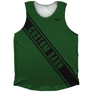 Custom Sash Athletic Tank Top - Green Hunter And Black