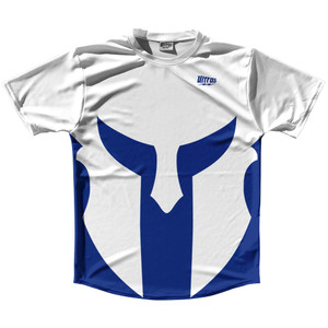 Spartan Running Shirt Track Cross Made In USA - White And Blue Royal Spartan Running Shirt Track Cross Made In USA - White And Blue Royal