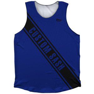 Custom Sash Left To Right Athletic Tank Top - Blue Royal And Black Custom Sash Left To Right Athletic Tank Top - Blue Royal And Black