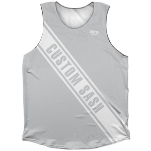 Custom Sash Left To Right Athletic Tank Top - Grey Medium And White Custom Sash Left To Right Athletic Tank Top - Grey Medium And White