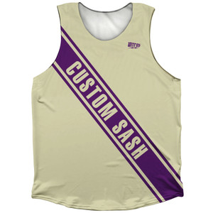 Custom Sash Athletic Tank Top - Vegas Gold And Purple Medium