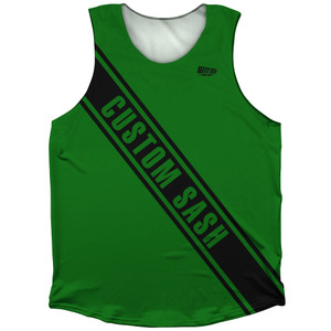 Custom Sash Left To Right Athletic Tank Top - Green Kelly And Black Custom Sash Left To Right Athletic Tank Top - Green Kelly And Black