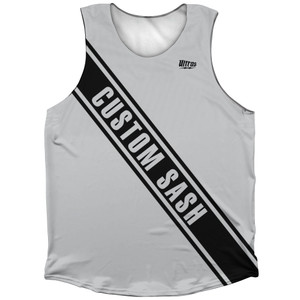 Custom Sash Left To Right Athletic Tank Top - Grey Medium And Black Custom Sash Left To Right Athletic Tank Top - Grey Medium And Black