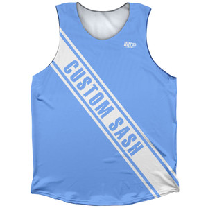 Custom Sash Left To Right Athletic Tank Top - Blue Carolina And White Custom Sash Left To Right Athletic Tank Top - Blue Carolina And White