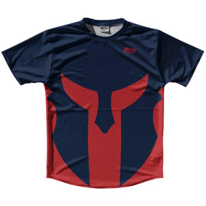 Spartan Running Shirt Track Cross Made In USA - Blue Navy And Red Dark