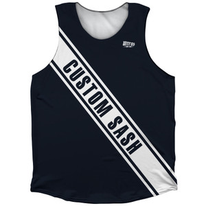 Custom Sash Left To Right Athletic Tank Top - Blue Navy Almost Black And White Custom Sash Left To Right Athletic Tank Top - Blue Navy Almost Black And White