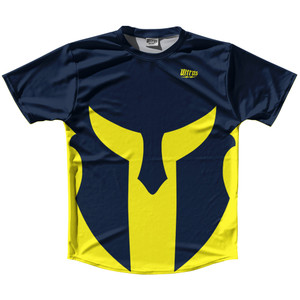 Spartan Running Shirt Track Cross Made In USA - Blue Navy And Yellow Bright Spartan Running Shirt Track Cross Made In USA - Blue Navy And Yellow Bright