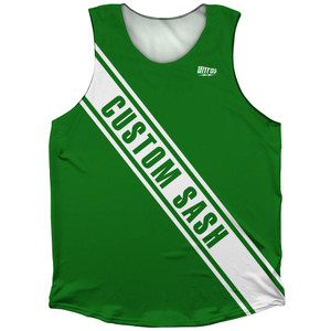 Custom Sash Athletic Tank Top - Green Kelly And White