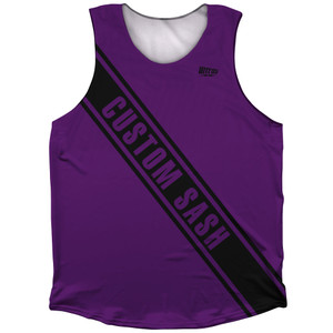 Custom Sash Left To Right Athletic Tank Top - Purple Medium And Black Custom Sash Left To Right Athletic Tank Top - Purple Medium And Black