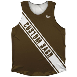Custom Sash Left To Right Athletic Tank Top - Brown Dark And White Custom Sash Left To Right Athletic Tank Top - Brown Dark And White