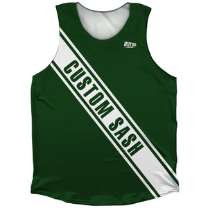Custom Sash Left To Right Athletic Tank Top - White And Green Forest Custom Sash Left To Right Athletic Tank Top - White And Green Forest