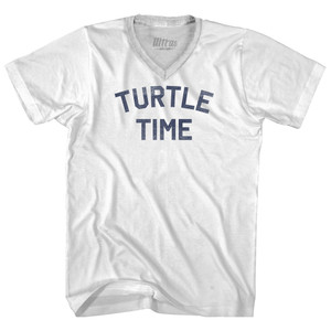 Turtle Time Adult Tri-Blend V-neck T-shirt - White