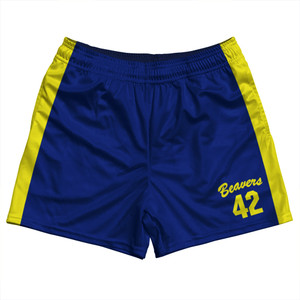 Teen Wolf Beavers Rugby Shorts Made In USA - Blue Yellow Teen Wolf Beavers Rugby Shorts Made In USA - Blue Yellow