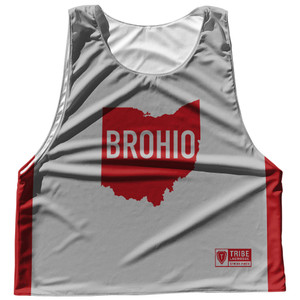 Brohio Reversible Lacrosse Pinnie Made In USA - Red Dark And Silver Brohio Reversible Lacrosse Pinnie Made In USA - Red Dark And Silver