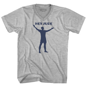 Hey Jude Soccer Celebration Adult Cotton V-neck T-shirt - Grey Heather Hey Jude Soccer Celebration Adult Cotton V-neck T-shirt - Grey Heather