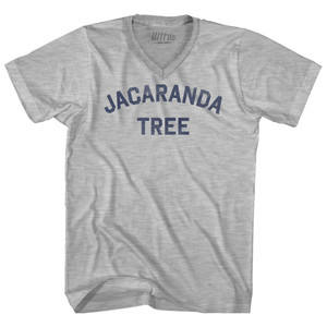 Jacaranda Tree Adult Cotton V-neck T-shirt - Grey Heather