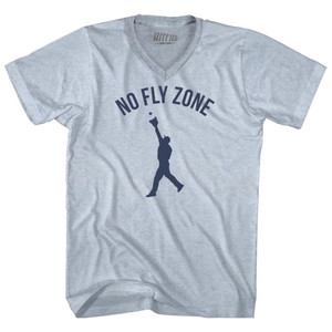No Fly Zone Outfield Baseball Catch Adult Tri-Blend V-neck T-shirt - Athletic White