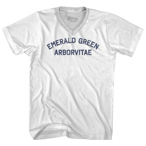 Emerald Green Arborvitae Adult Tri-Blend V-neck T-shirt - White