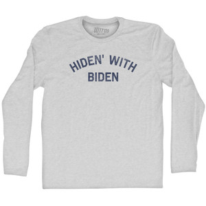 Hiden' With Biden Adult Cotton Long Sleeve T-shirt - Grey Heather