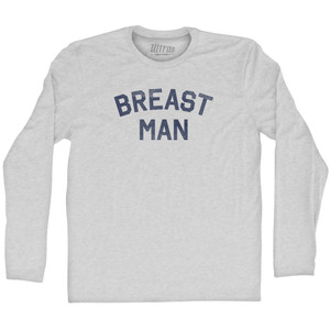 Breast Man Adult Cotton Long Sleeve T-shirt - Grey Heather