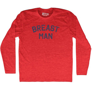 Breast Man Adult Tri-Blend Long Sleeve T-shirt - Athletic Red