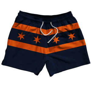 Chicago Flag Navy & Orange Swim Shorts 5" - Navy & Orange Chicago Flag Navy & Orange Swim Shorts 5" - Navy & Orange