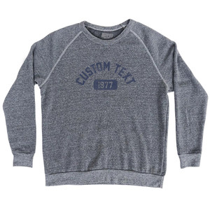 Custom Text And Number In Bubble Adult Tri-Blend Sweatshirt - Athletic Grey