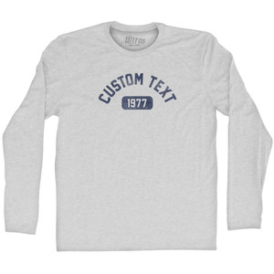 Custom Text And Number In Bubble Adult Cotton Long Sleeve T-shirt - Grey Heather Custom Text And Number In Bubble Adult Cotton Long Sleeve T-shirt - Grey Heather