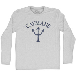 Caymans Trident Adult Cotton Long Sleeve T-shirt - Grey Heather