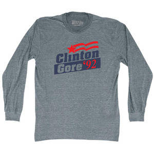 Clinton Gore 92 Election Adult Tri-Blend Long Sleeve T-shirt - Athletic Grey