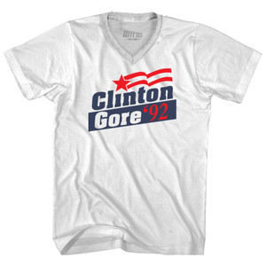 Clinton Gore 92 Election Adult Tri-Blend V-neck T-shirt - White
