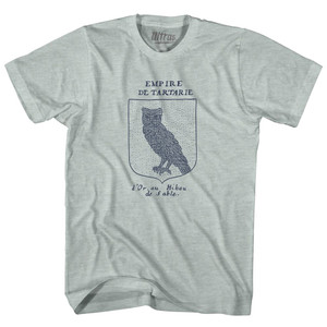 Owl Flag Tatar Flag Of The Tartarian (Early Russia) Empire De Tartarie Adult Tri-Blend T-shirt - Athletic Cool Grey