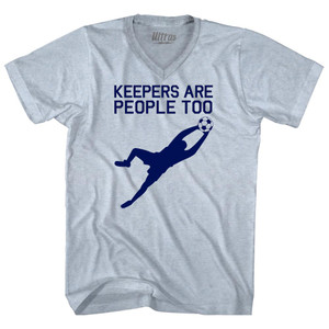 Soccer Goal Keepers Are People Too Adult Tri-Blend V-neck T-shirt - Athletic White Soccer Goal Keepers Are People Too Adult Tri-Blend V-neck T-shirt - Athletic White