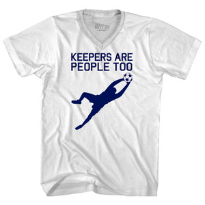 Soccer Goal Keepers Are People Too Adult Tri-Blend V-neck T-shirt - White Soccer Goal Keepers Are People Too Adult Tri-Blend V-neck T-shirt - White