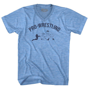 Vintage Pro-Wrestling Adult Tri-Blend V-neck T-shirt - Athletic Blue