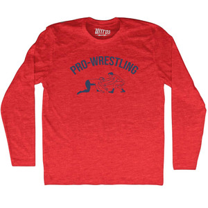 Vintage Pro-Wrestling Adult Tri-Blend Long Sleeve T-shirt - Athletic Red Vintage Pro-Wrestling Adult Tri-Blend Long Sleeve T-shirt - Athletic Red