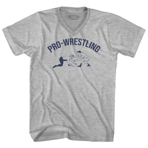 Vintage Pro-Wrestling Adult Cotton V-neck T-shirt - Grey Heather