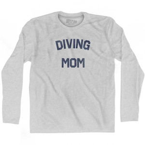 Diving Mom Adult Cotton Long Sleeve T-shirt - Grey Heather