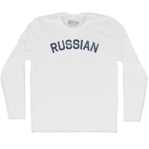 Russian Adult Cotton Long Sleeve T-shirt - White