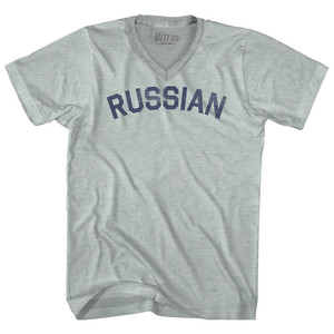 Russian Adult Tri-Blend V-neck T-shirt - Athletic Cool Grey