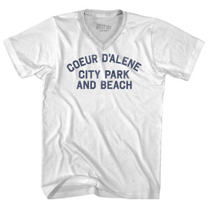 Coeur D'Alene City Park And Beach Adult Tri-Blend V-neck T-shirt - White Coeur D'Alene City Park And Beach Adult Tri-Blend V-neck T-shirt - White