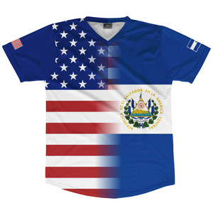 American Flag And El Salvador Flag Combination Soccer Jersey Made In USA American Flag And El Salvador Flag Combination Soccer Jersey Made In USA
