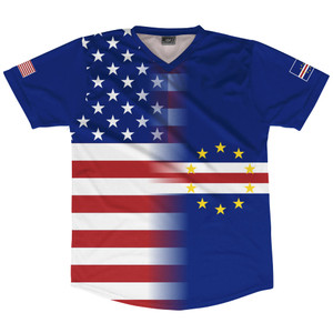 American Flag And Cape Verde Flag Combination Soccer Jersey Made In USA American Flag And Cape Verde Flag Combination Soccer Jersey Made In USA