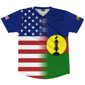 American Flag and New Caledonia Flag Combination Soccer Jersey Made In USA American Flag and New Caledonia Flag Combination Soccer Jersey Made In USA