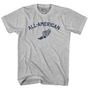 All-American Running Track Winged Foot Womens Cotton Junior Cut T-Shirt - Grey Heather